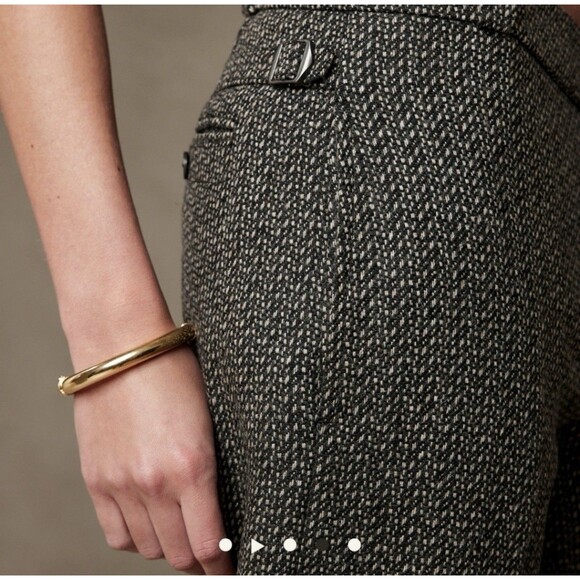 Banana Republic Wylder Straight Tweed Pant Trouser Cuffed Sz 8P Blackstone Twill - Picture 3 of 16